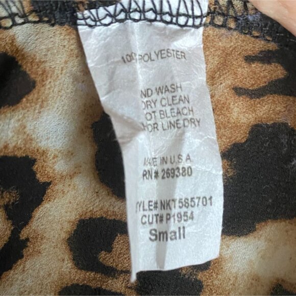 Newbury Kustom Womens Cropped Semi Sheer Animal Print Blouse-Size Small-GUC - Picture 4 of 8